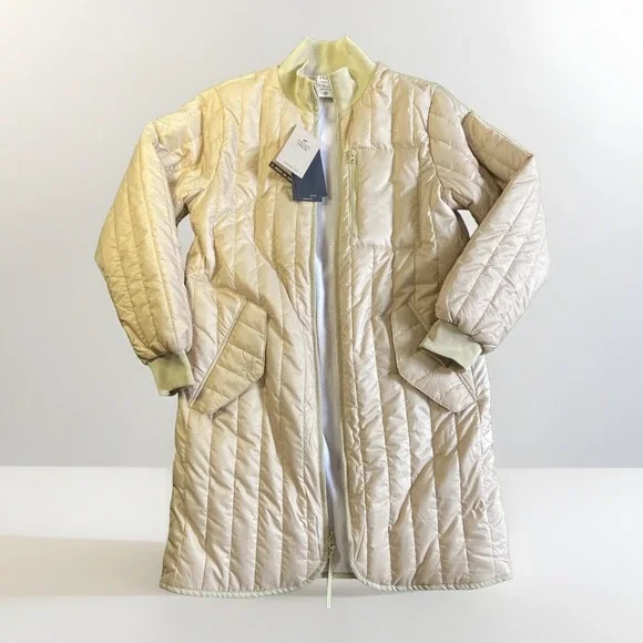 NWT Woman Nike Therma-FIT Tech Pack Long Puffer Jacket Gold Sz S Reg $200